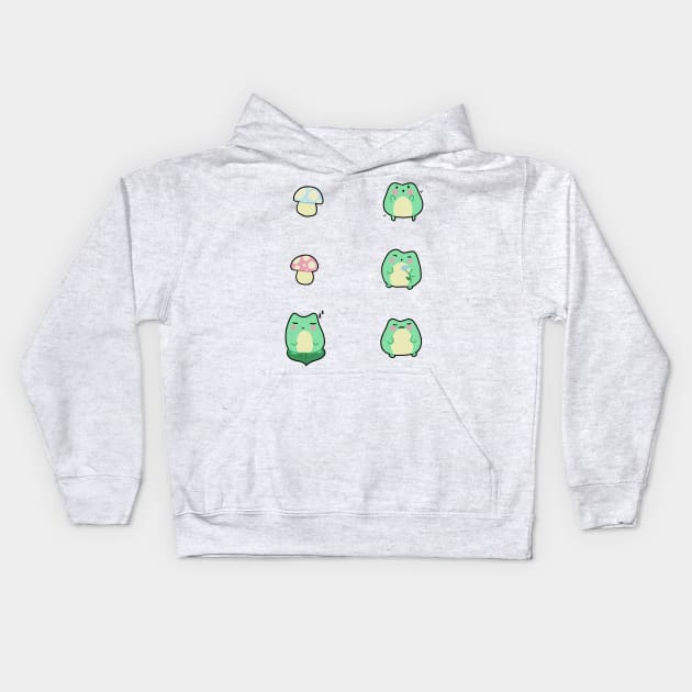 Kawaii Frogs Kids Hoodie by Ivonnii